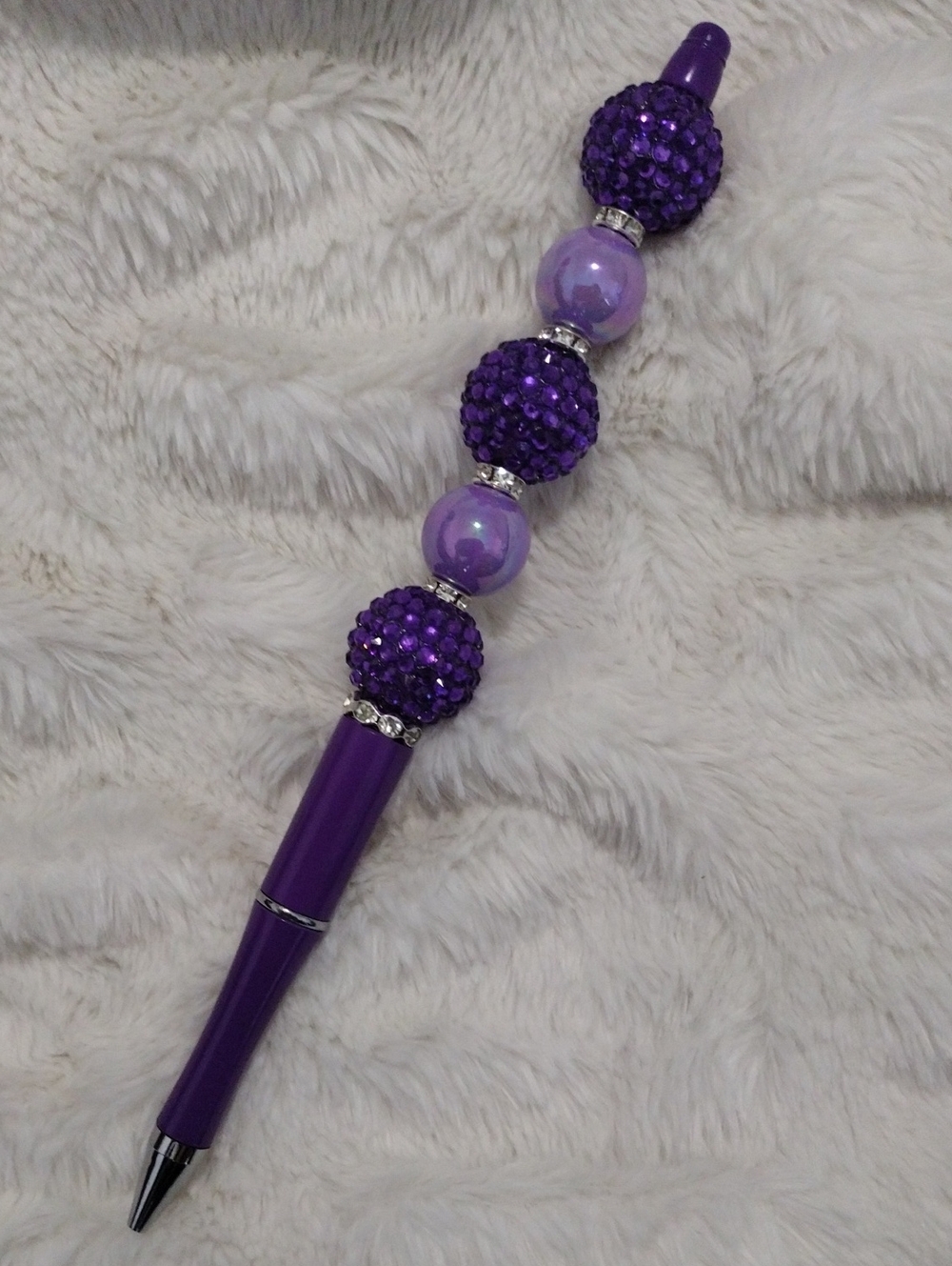 Tall Purple Crystal Beaded Pen